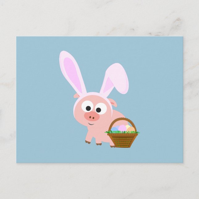 Cute Easter Pig Holiday Postcard (Front)