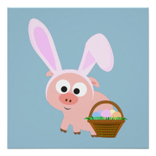 Cute Easter Pig Poster