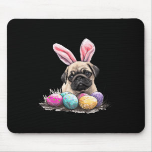 Cute Easter Pug Dog Easter Pug Dog Happy Easter  Mouse Pad