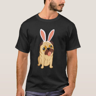 Cute Easter Pug Dog With Bunny Ears T-Shirt