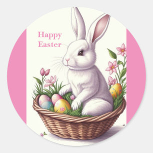 Cute Easter Rabbit Classic Round Sticker