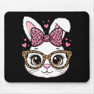 Cute easter rabbit face leopard bow sunglassesCute Mouse Pad