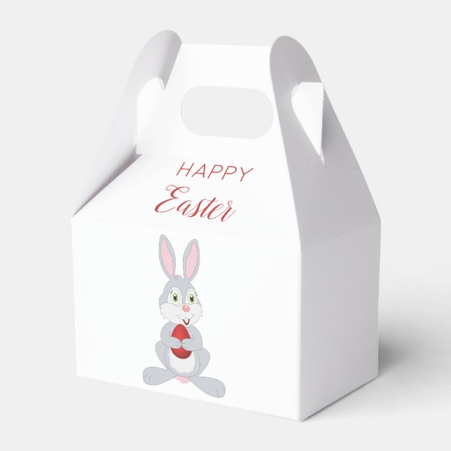 Cute Easter Rabbit Red Easter Egg  Favour Box (Front Side)