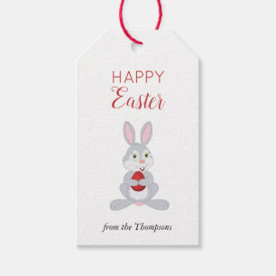 Cute Easter Rabbit Red Easter Egg Gift Tags