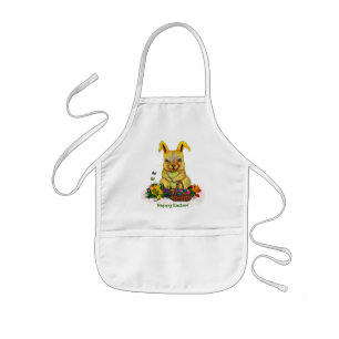 Cute Easter Rabbit with Eggs and Flowers Kids Apron