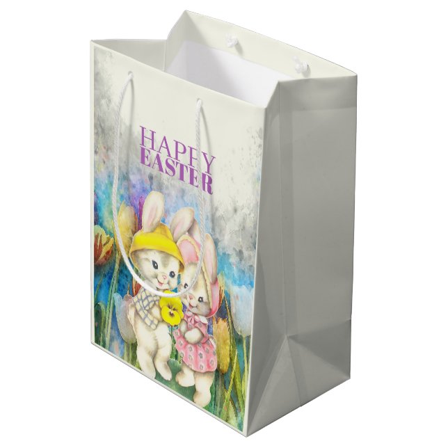 Cute Easter Rabbits  Medium Gift Bag (Back Angled)