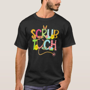 Cute Easter Scrub Tech Nurse Bunny Ears Happy East T-Shirt