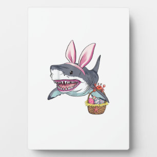 Cute Easter Shark Bunny Ears Basket Eggs Happy Eas Plaque