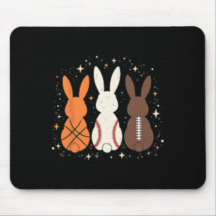 Cute Easter Sports Bunnies Sketll Footll Sell Mouse Pad