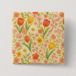 Cute Easter/spring patterned flowers 15 Cm Square Badge
