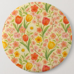 Cute Easter/spring patterned flowers 6 Cm Round Badge