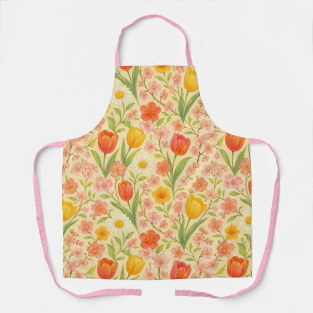 Cute Easter/spring patterned flowers Apron (Front)