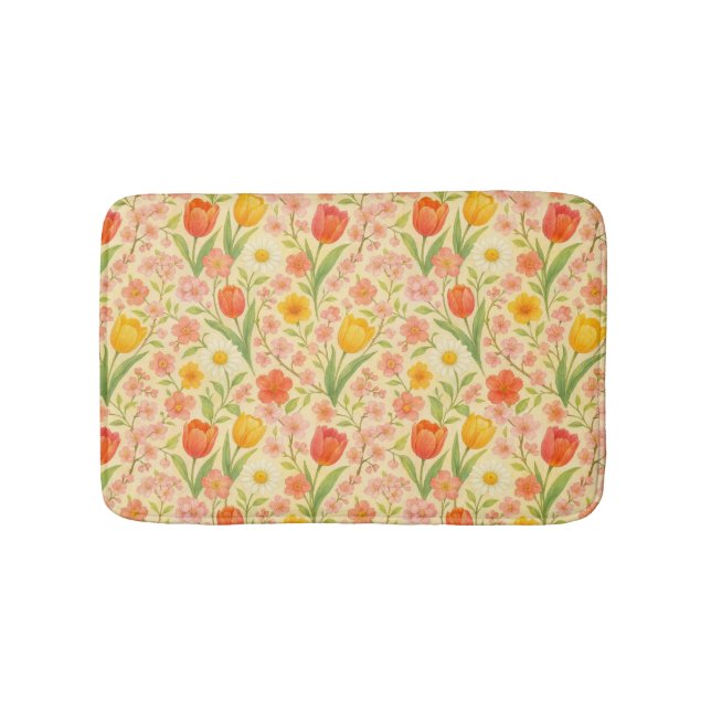 Cute Easter/spring patterned flowers Bath Mat (Front)