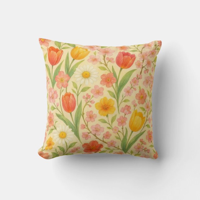 Cute Easter/spring patterned flowers Cushion (Front)