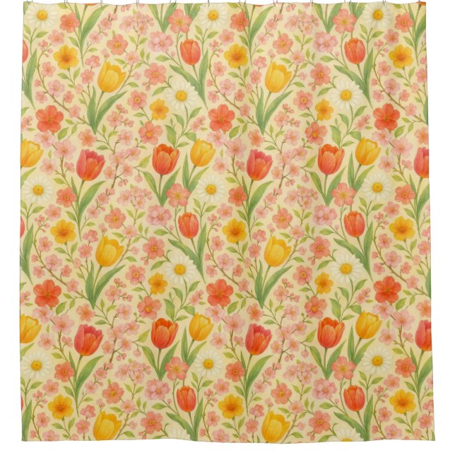 Cute Easter/spring patterned flowers Shower Curtain (Front)
