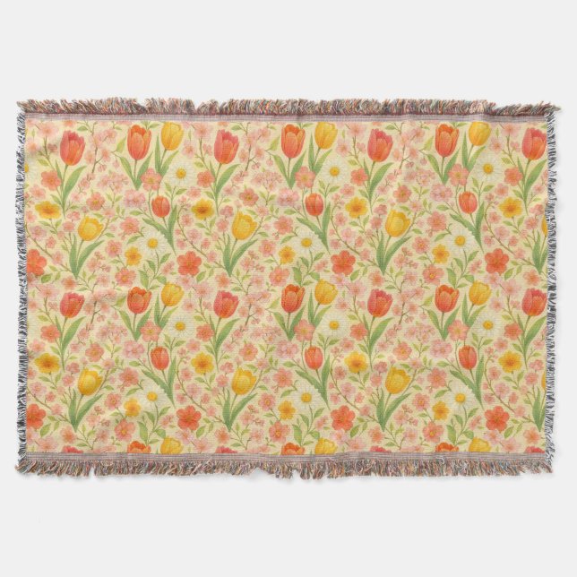 Cute Easter/spring patterned flowers Throw Blanket (Front)