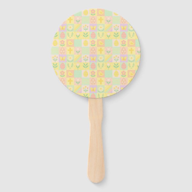 Cute Easter/spring patterned Hand Fan (Front)