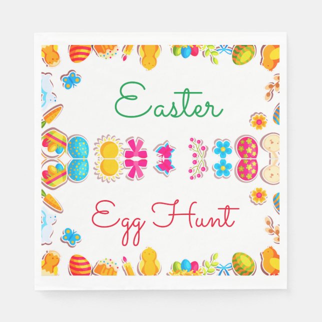 Cute Easter theme egg hunt party paper napkin (Front)