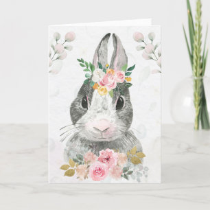 Cute Easter Watercolor Bunny Holiday Card