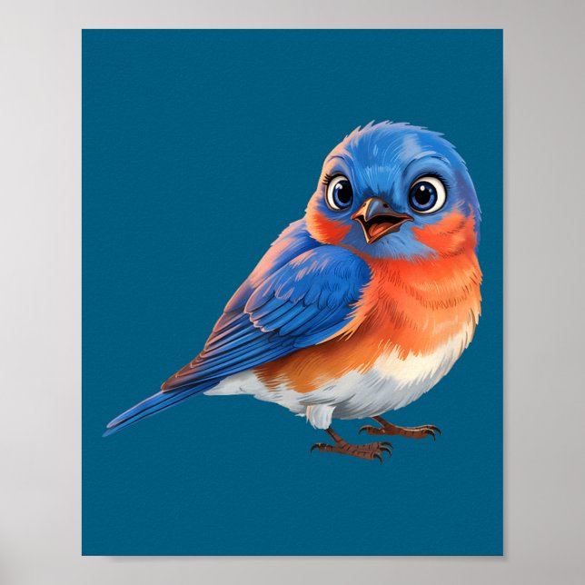 Cute Eastern Bluebird Bird Lovers Poster (Front)