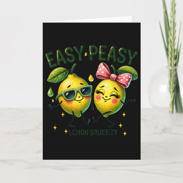 Cute Easy Peasy Lemon Squeezy Hello Summer Vacatio Card (Front)