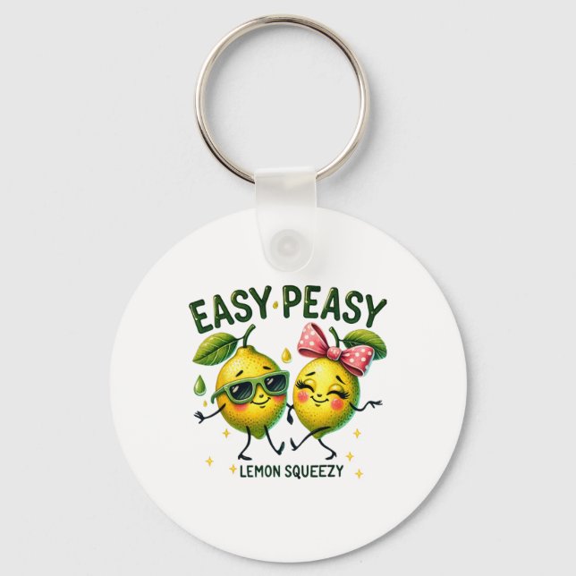 Cute Easy Peasy Lemon Squeezy Hello Summer Vacatio Key Ring (Front)