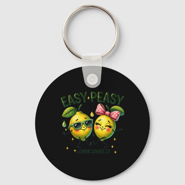 Cute Easy Peasy Lemon Squeezy Hello Summer Vacatio Key Ring (Front)