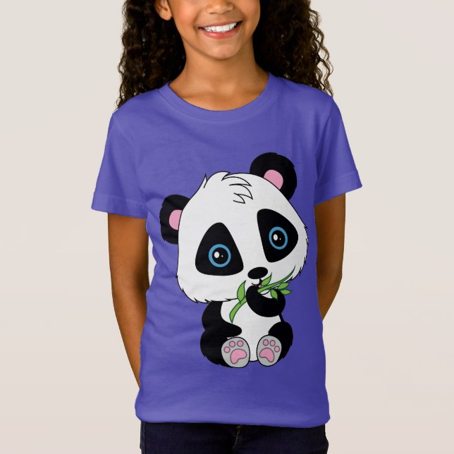 Cute eating bamboo Panda Bear T-Shirt (Front)