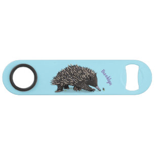 Cute echidna with bee cartoon illustration