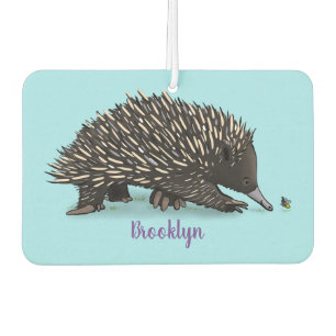 Cute echidna with bee cartoon illustration car air freshener