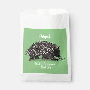 Cute echidna with bee cartoon illustration favour bags