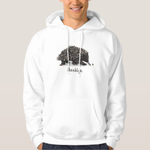 Cute echidna with bee cartoon illustration hoodie