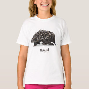 Cute echidna with bee cartoon illustration T-Shirt