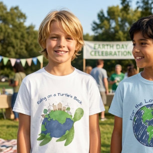 Cute Eco Earth on Turtle's Back Kids Gift T-Shirt