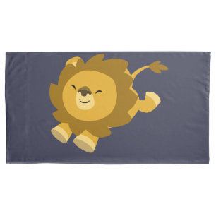 Cute Ecstatic Cartoon Lion King Size Pillow Case