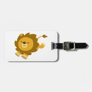 Cute Ecstatic Cartoon Lion Luggage Tag