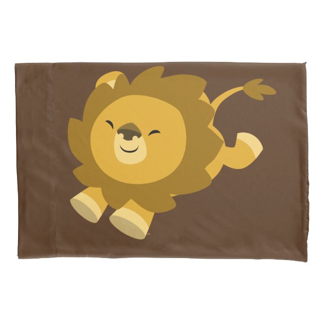 Cute Ecstatic Cartoon Lion Pillowcase (Front)