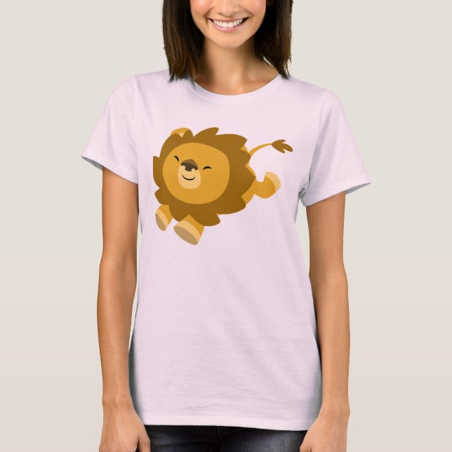 Cute Ecstatic Cartoon Lion Women T-Shirt (Front)