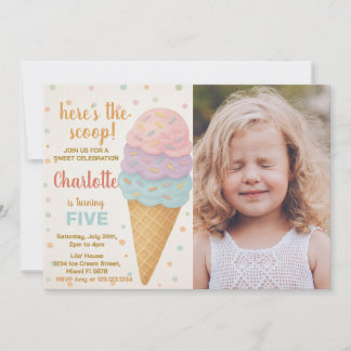 Cute Editable Ice Cream Birthday Invitation