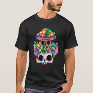Cute EDM Party Trippy Cat Psychedelic Mushroom T-Shirt