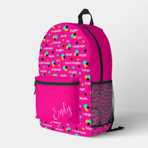 Cute educational subjects and geometrical shapes  printed backpack