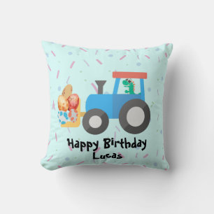Cute egg dino tractor Truck Birthday boy B2S Cushion