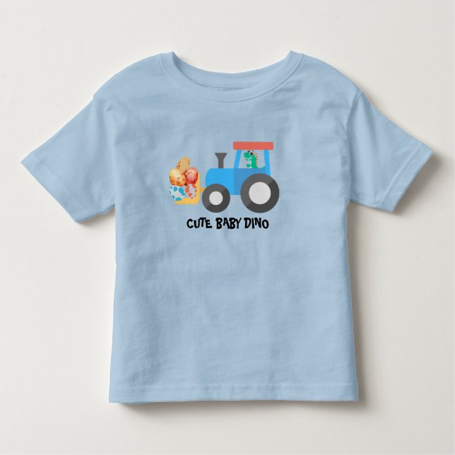 Cute egg dino tractor Truck Birthday boy B2S Toddler T-Shirt (Front)
