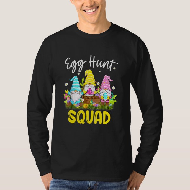 Cute Egg Hunt Squad Gnomes Easter Day Bunny T-Shirt (Front)