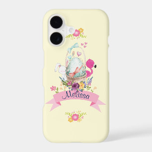 Cute Egg, Pink Flamingo & Bunny, /w Ribbon