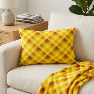 Cute Egg Yolk Yellow Plaid Accent Pillow