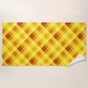 Cute Egg Yolk Yellow Plaid Beach Towel