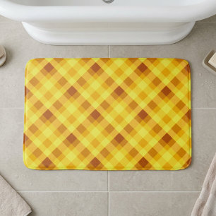 Cute Egg Yolk Yellow Plaid Large Bath Mat