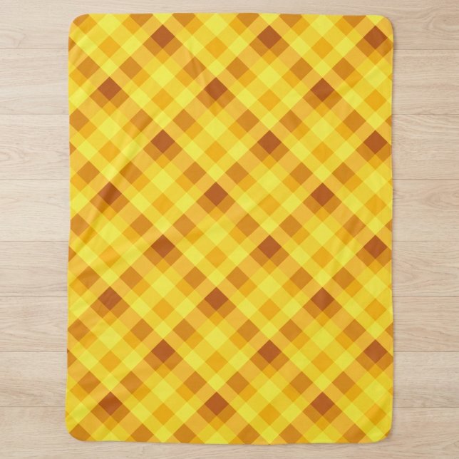 Cute Egg Yolk Yellow Plaid Large Sherpa Blanket (Cute Egg Yolk Yellow Plaid Large Sherpa Blanket on a floor in a home.)