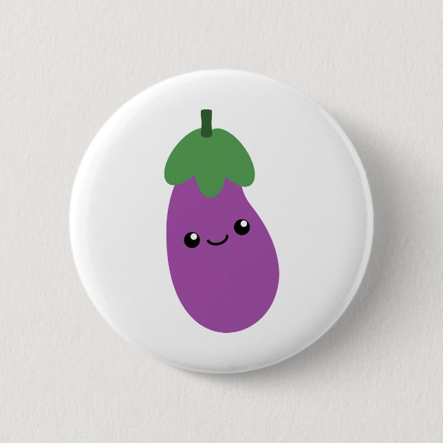 Cute Eggplant 6 Cm Round Badge (Front)